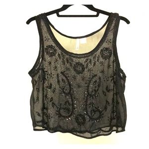 Beaded Sheer Crop Top